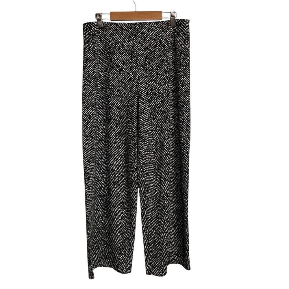 J. Jill Wearever Smooth-Fit Full Leg Pants Black White Geometric Small Petite